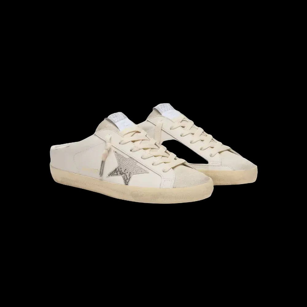 Golden Goose Super-Star Sabots In White Leather With Swarovski Star - HypeFly India View 3