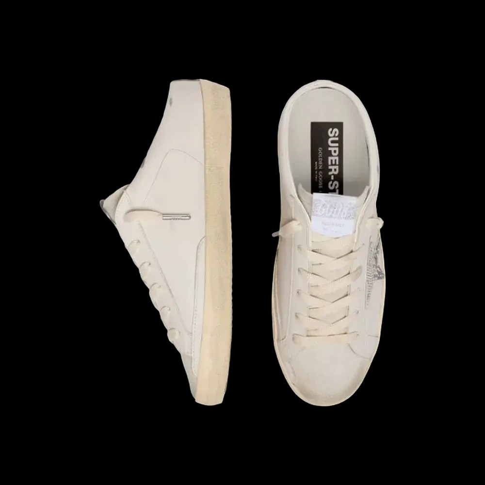 Golden Goose Super-Star Sabots In White Leather With Swarovski Star - HypeFly India View 2