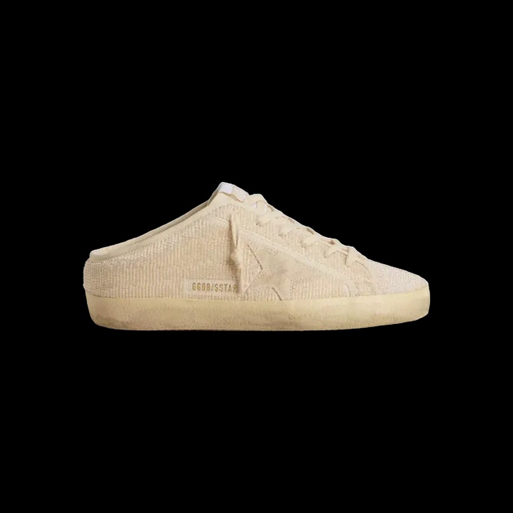 Golden Goose Super-Star Sabot In Beige Canvas With Embroidered Beads - HypeFly India View 1