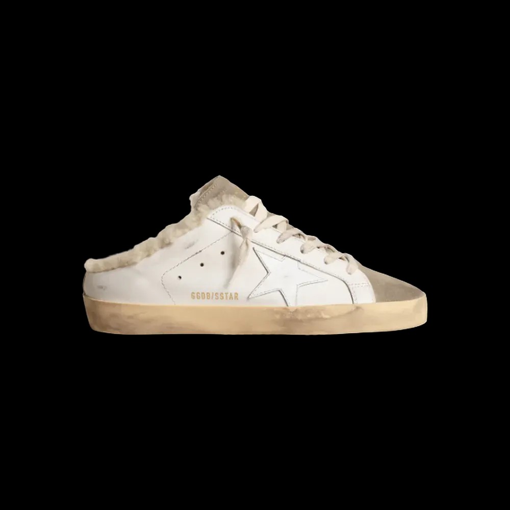 Golden Goose Super-Star Sabots With White Leather Star And Shearling Lining - HypeFly India View 1