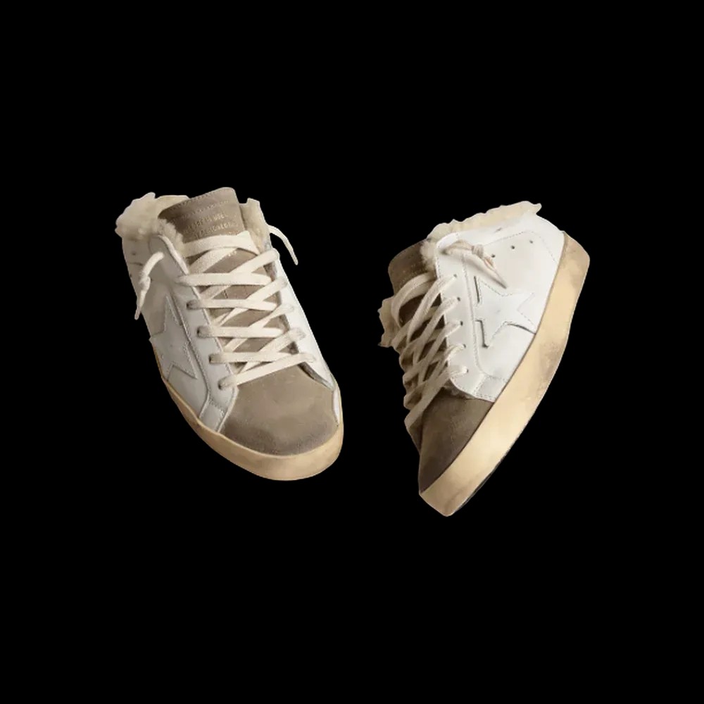 Golden Goose Super-Star Sabots With White Leather Star And Shearling Lining - HypeFly India View 2