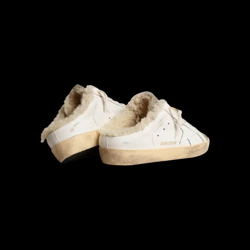 Golden Goose Super-Star Sabots With White Leather Star And Shearling Lining - HypeFly India View 3