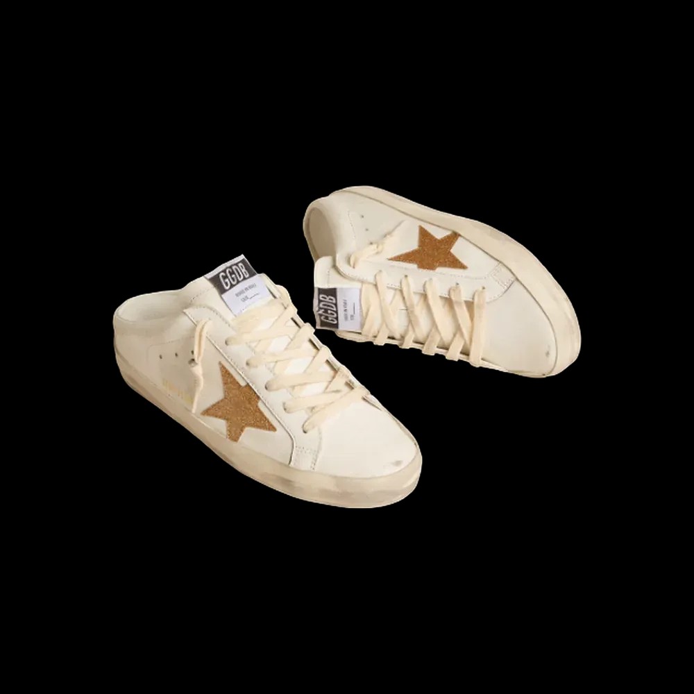 Golden Goose Super-Star Sabots In Leather With Plasticized Gold Glitter Star - HypeFly India View 4