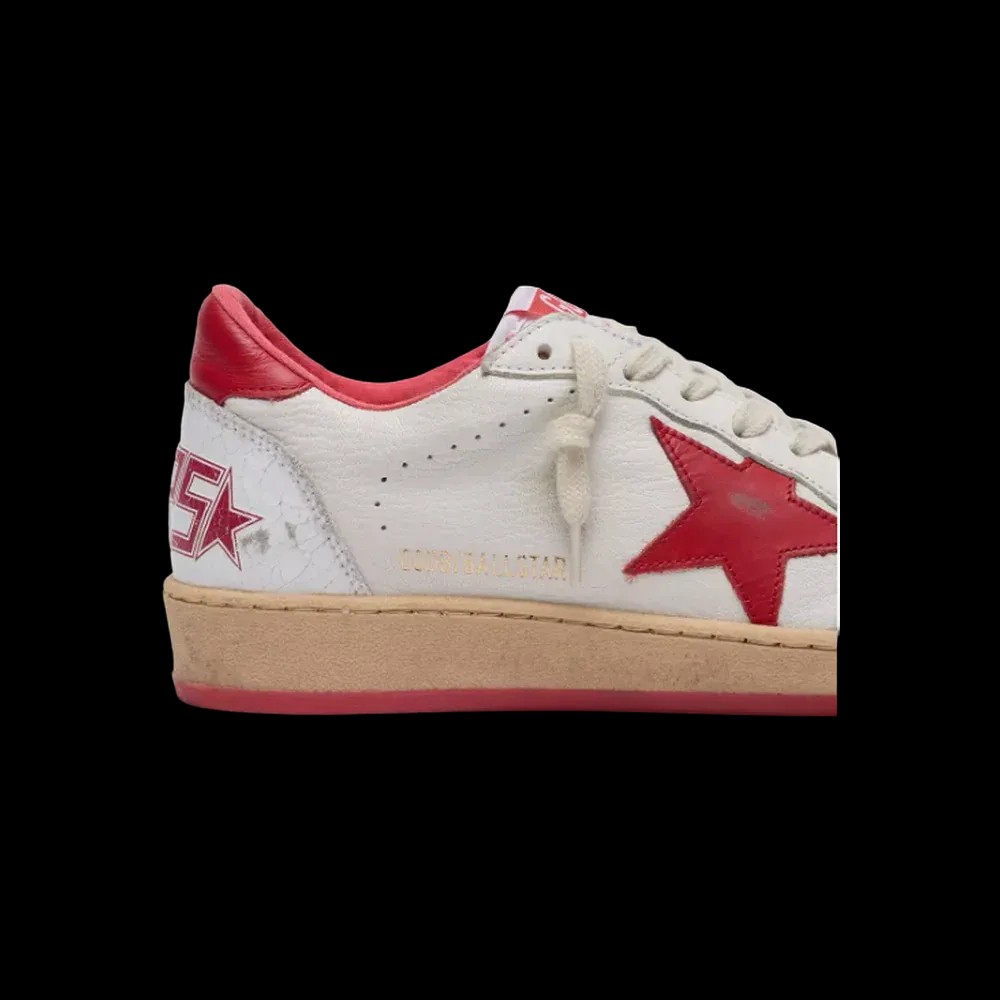 Golden Goose Ball Star In White Leather With Red Star And Heel Tab - HypeFly India View 5