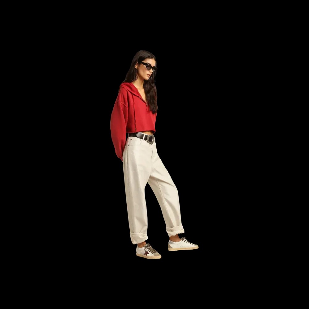 Golden Goose Super-Star With Burgundy Glitter Star And Silver Heel Tab - HypeFly India View 4