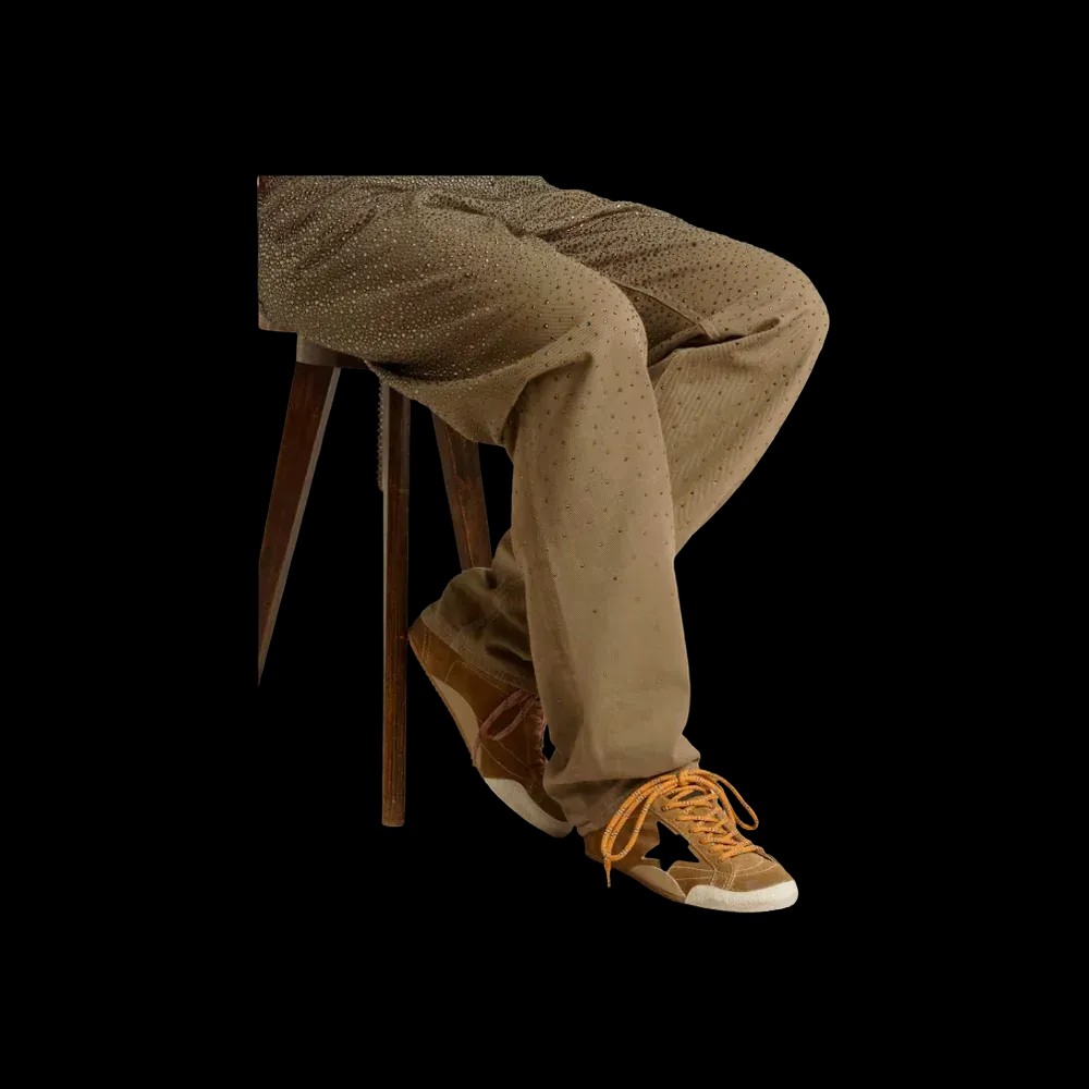 Golden Goose True-Star In Tobacco-Colored Suede With White Star And Platinum Heel Tab - HypeFly India View 4