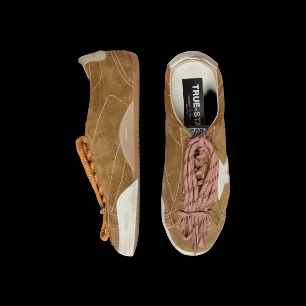 Golden Goose True-Star In Tobacco-Colored Suede With White Star And Platinum Heel Tab - HypeFly India View 2