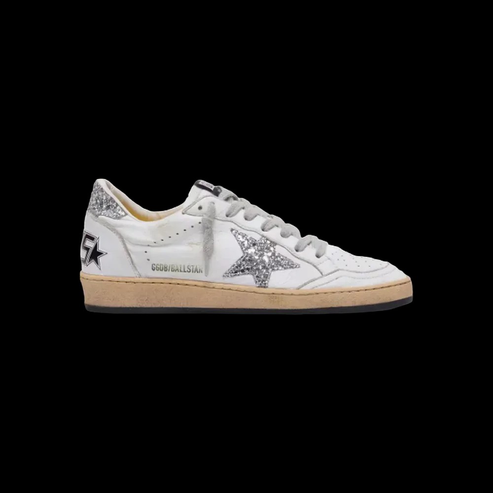 Golden Goose Ball Star In Nappa With Silver Glitter Star And Heel Tab - HypeFly India View 1