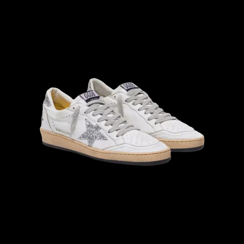 Golden Goose Ball Star In Nappa With Silver Glitter Star And Heel Tab - HypeFly India View 3