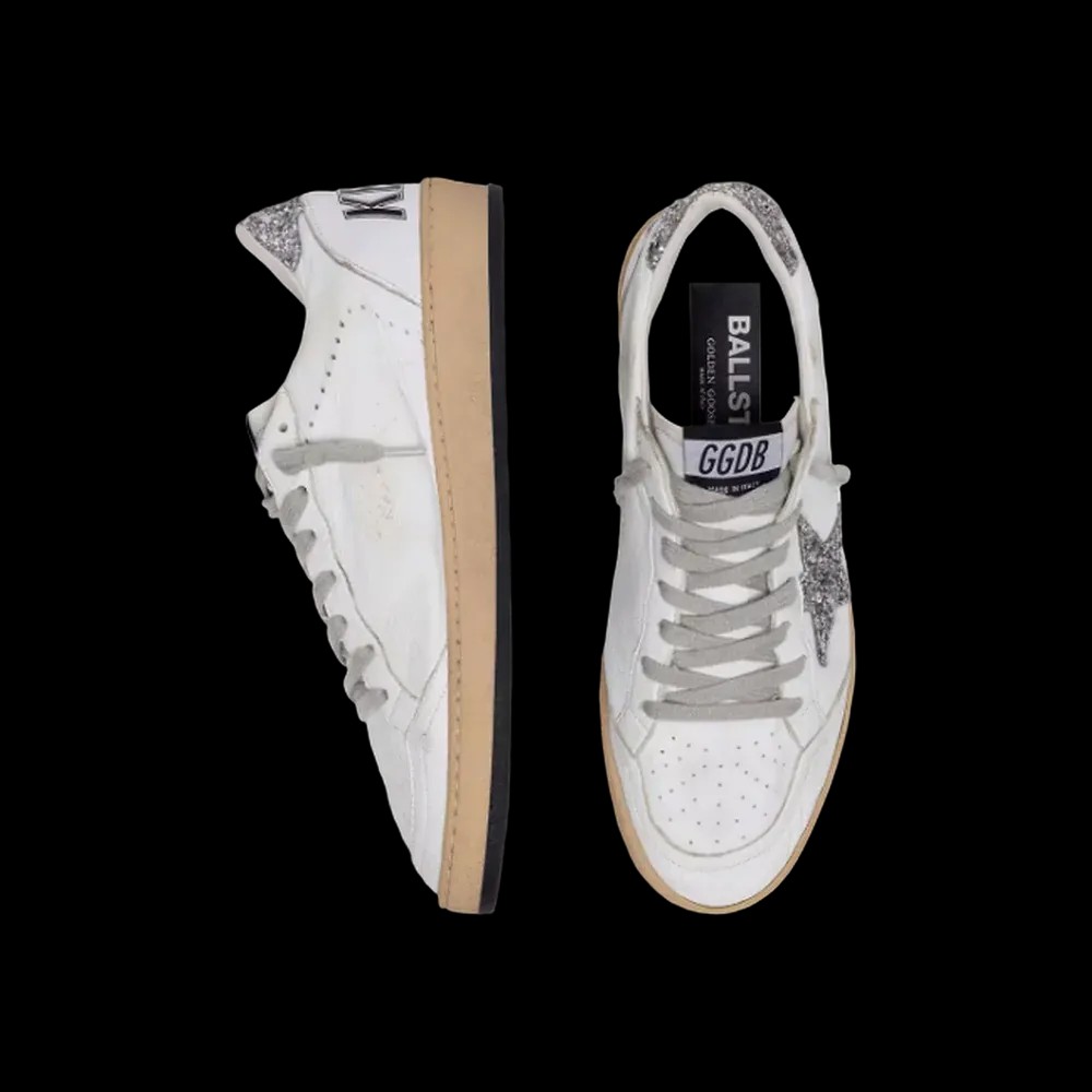 Golden Goose Ball Star In Nappa With Silver Glitter Star And Heel Tab - HypeFly India View 2