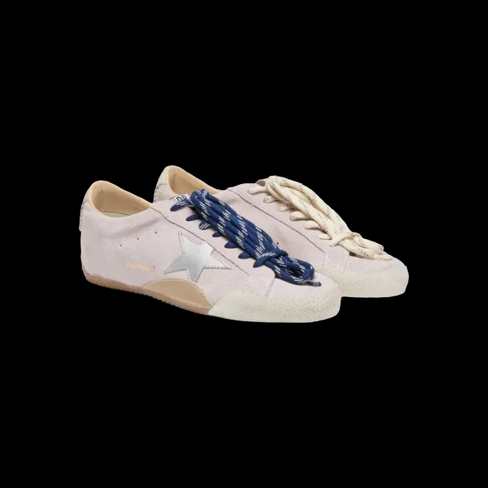 Golden Goose True-Star In Pastel Pink Suede With Silver Star And Heel Tab - HypeFly India View 2