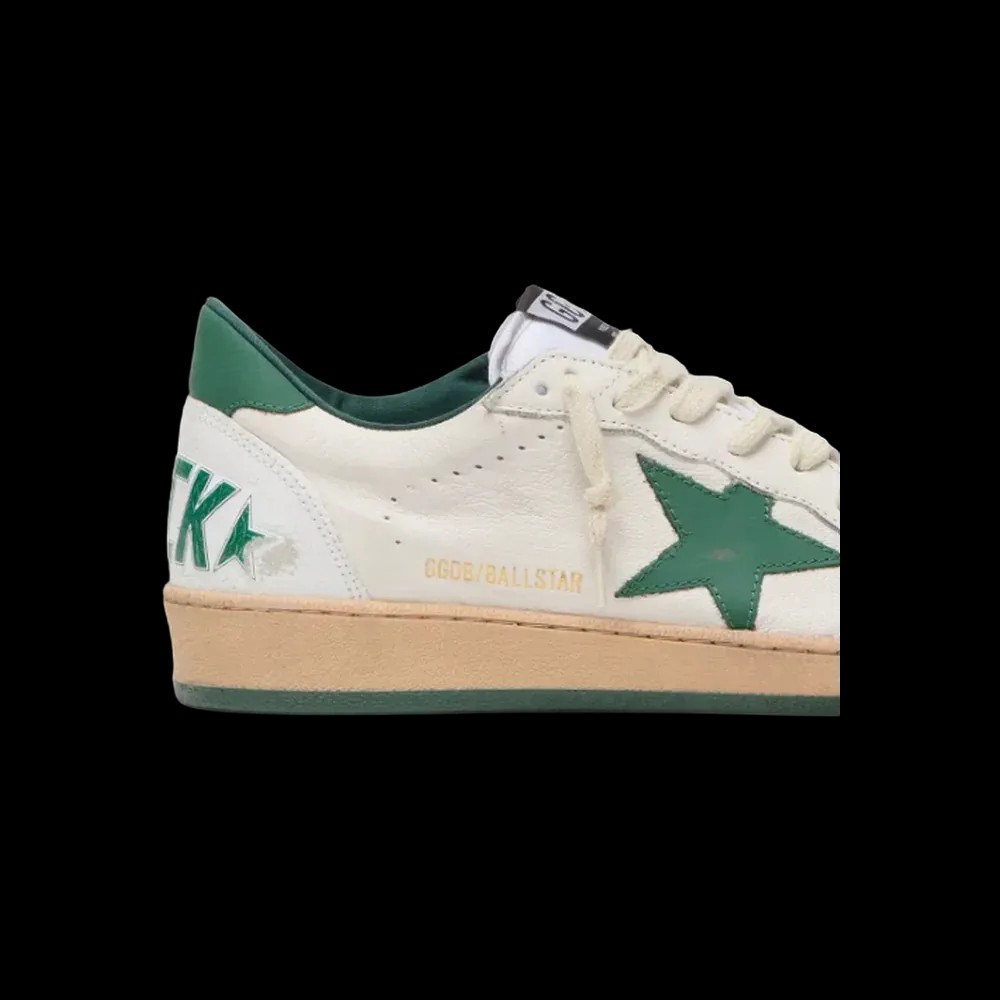 Golden Goose Ball Star Wishes In White Nappa Leather With Green Leather Star - HypeFly India View 4
