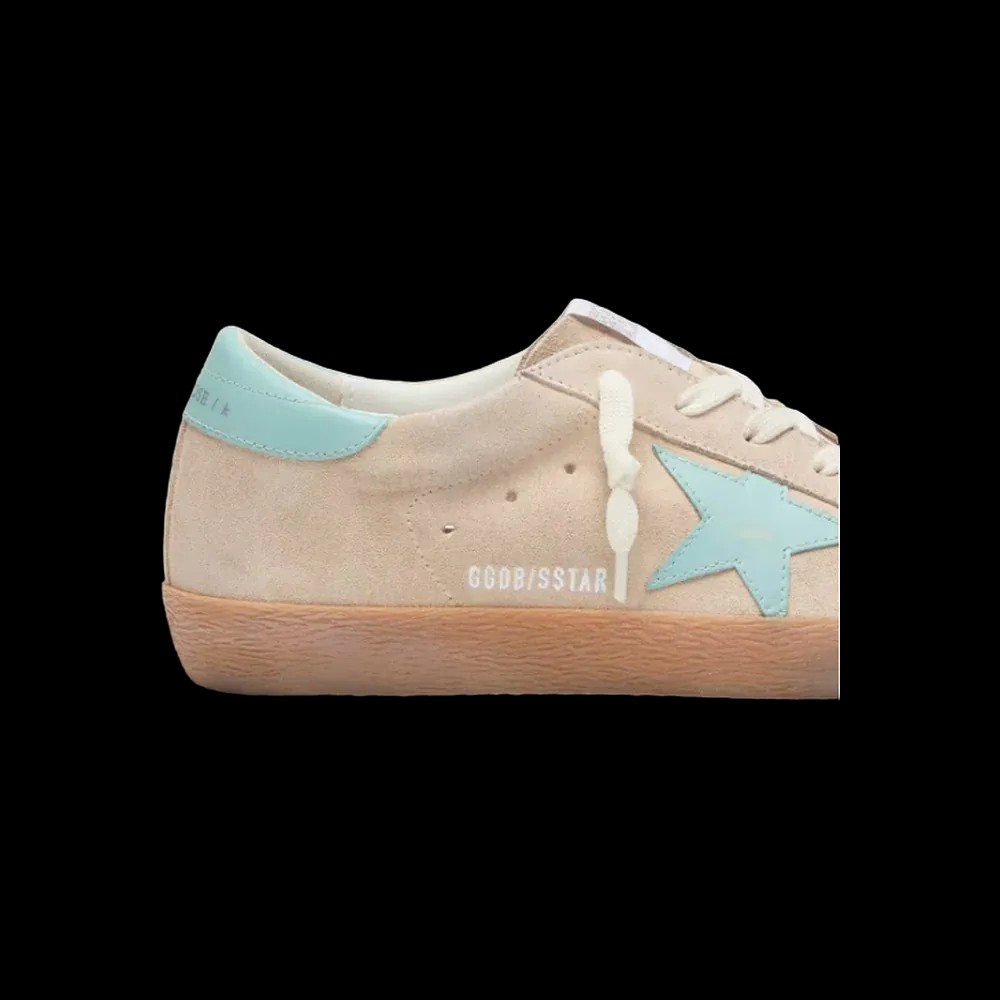 Golden Goose Super-Star In Beige Suede With Aqua-Green Star - HypeFly India View 5