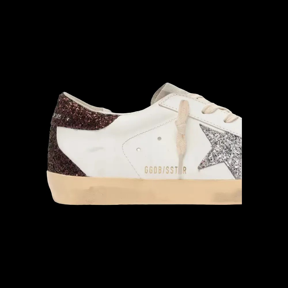 Golden Goose Super-Star With Silver Glitter Star And Brown Glitter Heel Tab - HypeFly India View 5