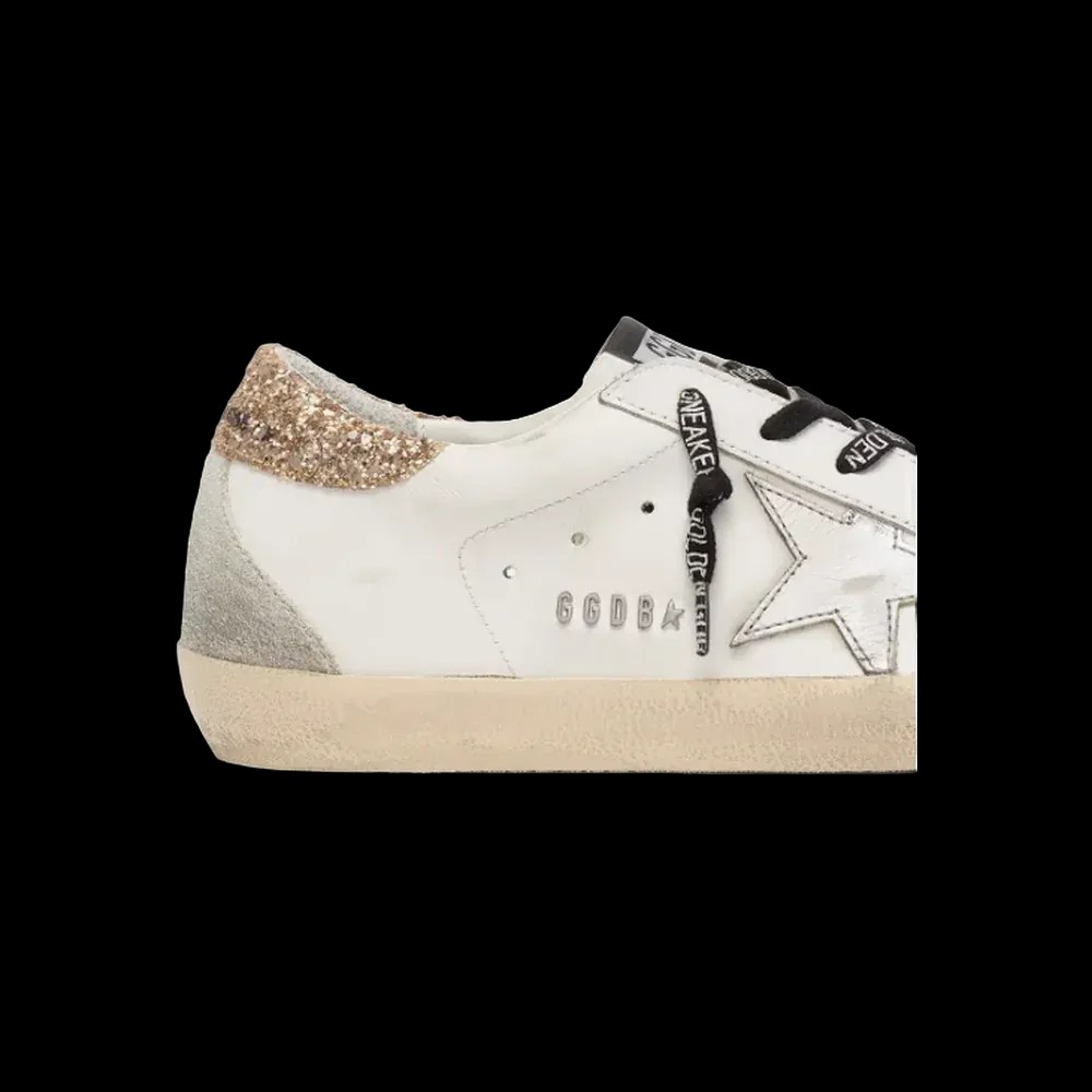 Golden Goose White Leather Super-Star With Glittery Heel Tab - HypeFly India View 5