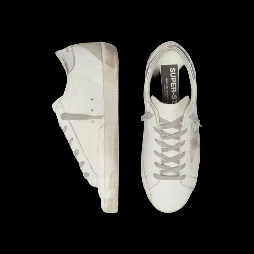 Golden Goose Super-Star With Silver Heel Tab And Metal Stud Lettering - HypeFly India View 3