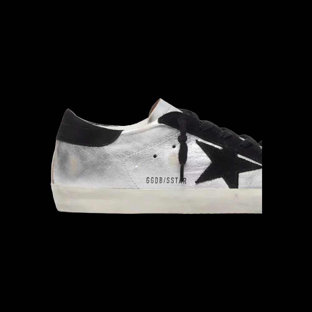 Golden Goose Super-Star In Silver Leather With Contrasting Inserts - HypeFly India View 5