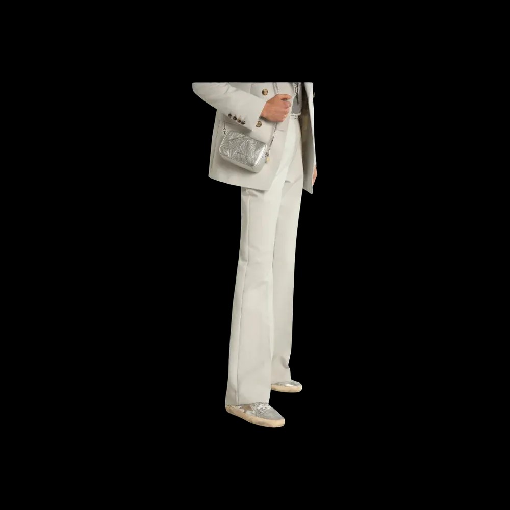Golden Goose Mid Star In Silver Laminated Leather With Dove Gray Star - HypeFly India View 4