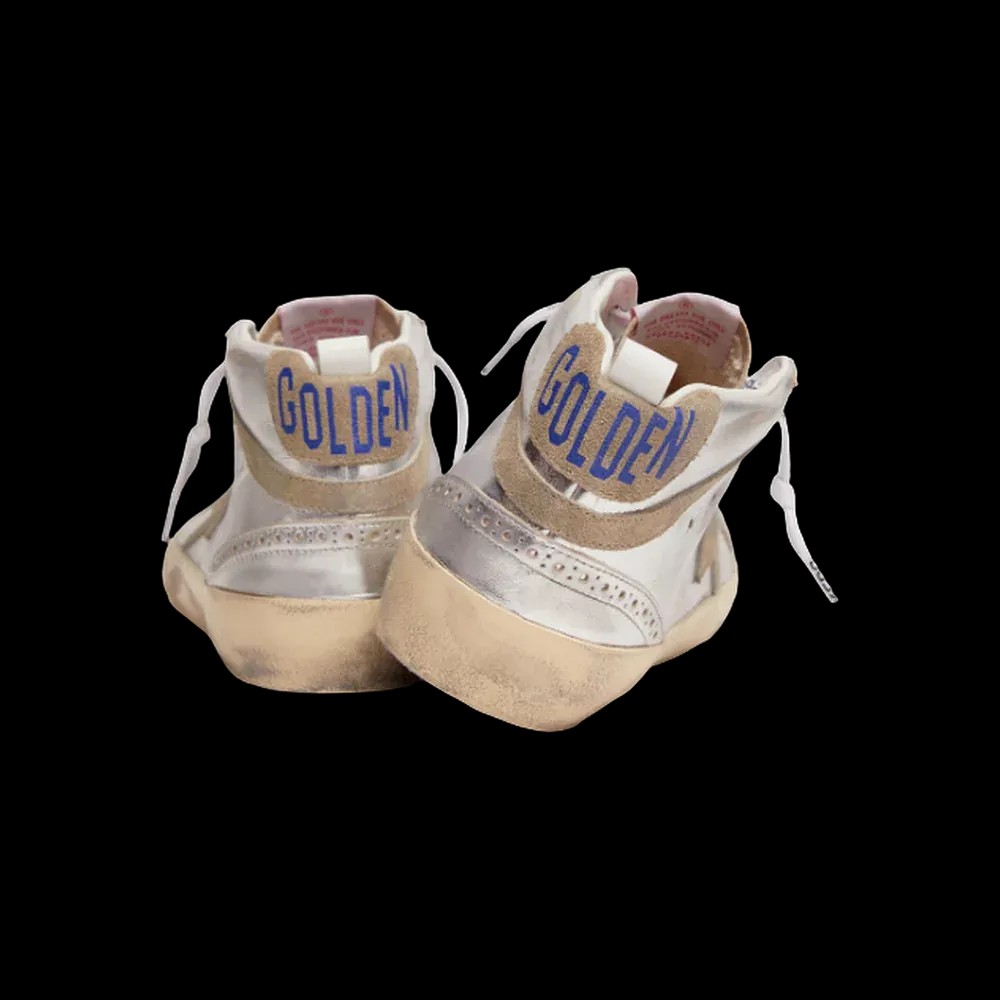 Golden Goose Mid Star In Silver Laminated Leather With Dove Gray Star - HypeFly India View 3