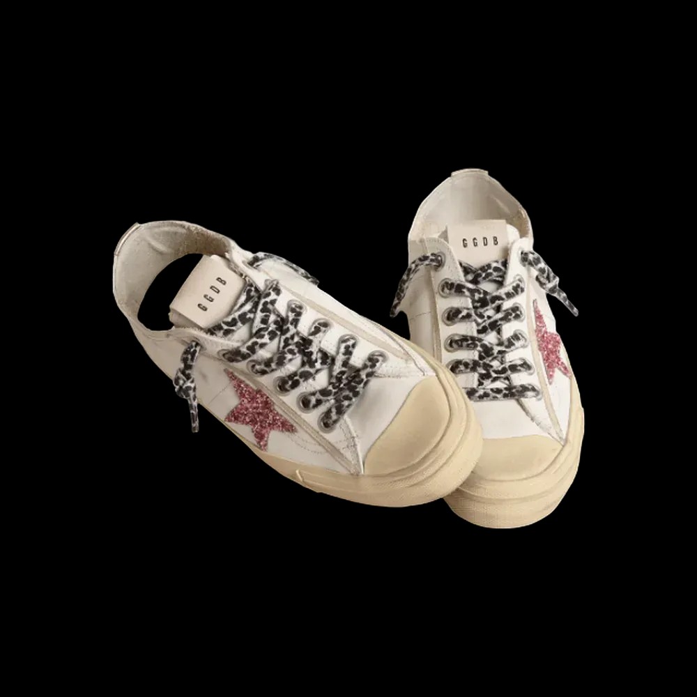 Golden Goose V-Star With Pink Glitter Star And Metallic Leather Heel Tab - HypeFly India View 2