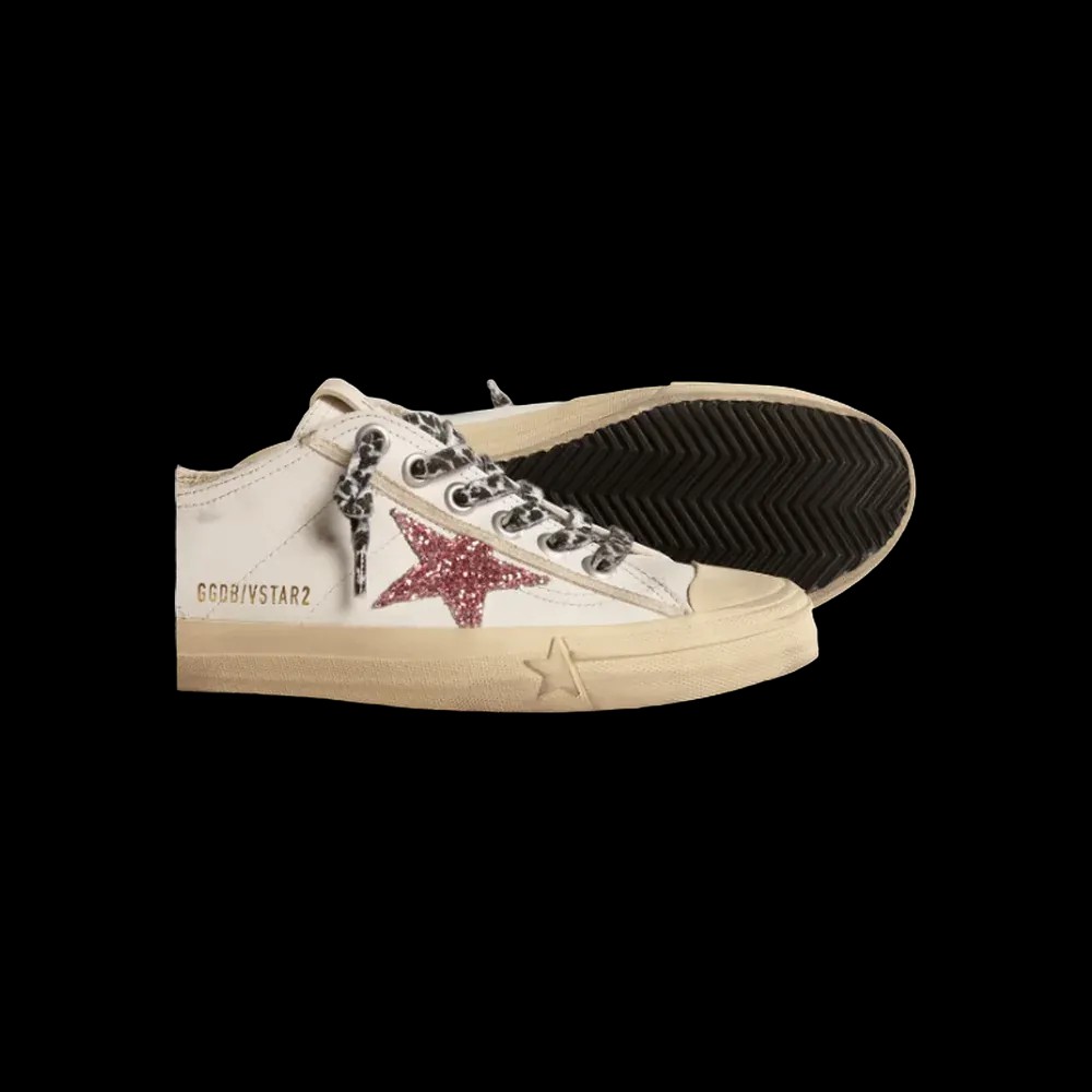 Golden Goose V-Star With Pink Glitter Star And Metallic Leather Heel Tab - HypeFly India View 4
