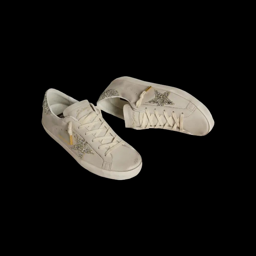 Golden Goose Super-Star In Ivory Nappa Leather With Platinum Glitter Star - HypeFly India View 2