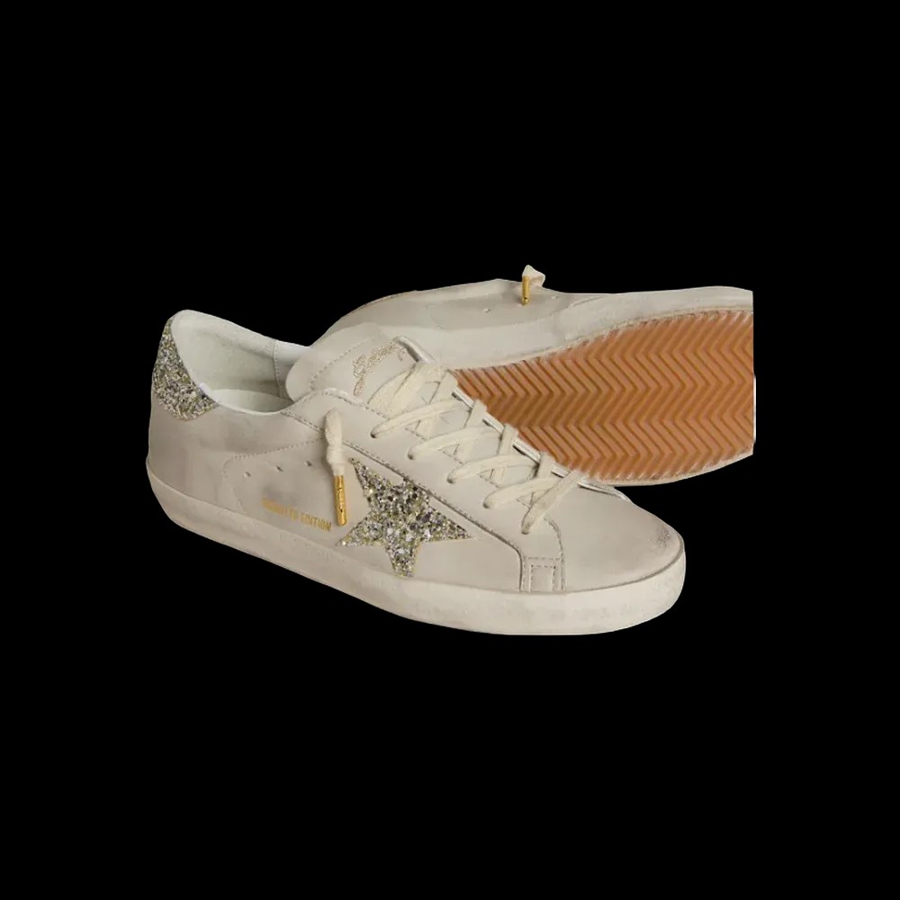Golden Goose Super-Star In Ivory Nappa Leather With Platinum Glitter Star - HypeFly India View 3