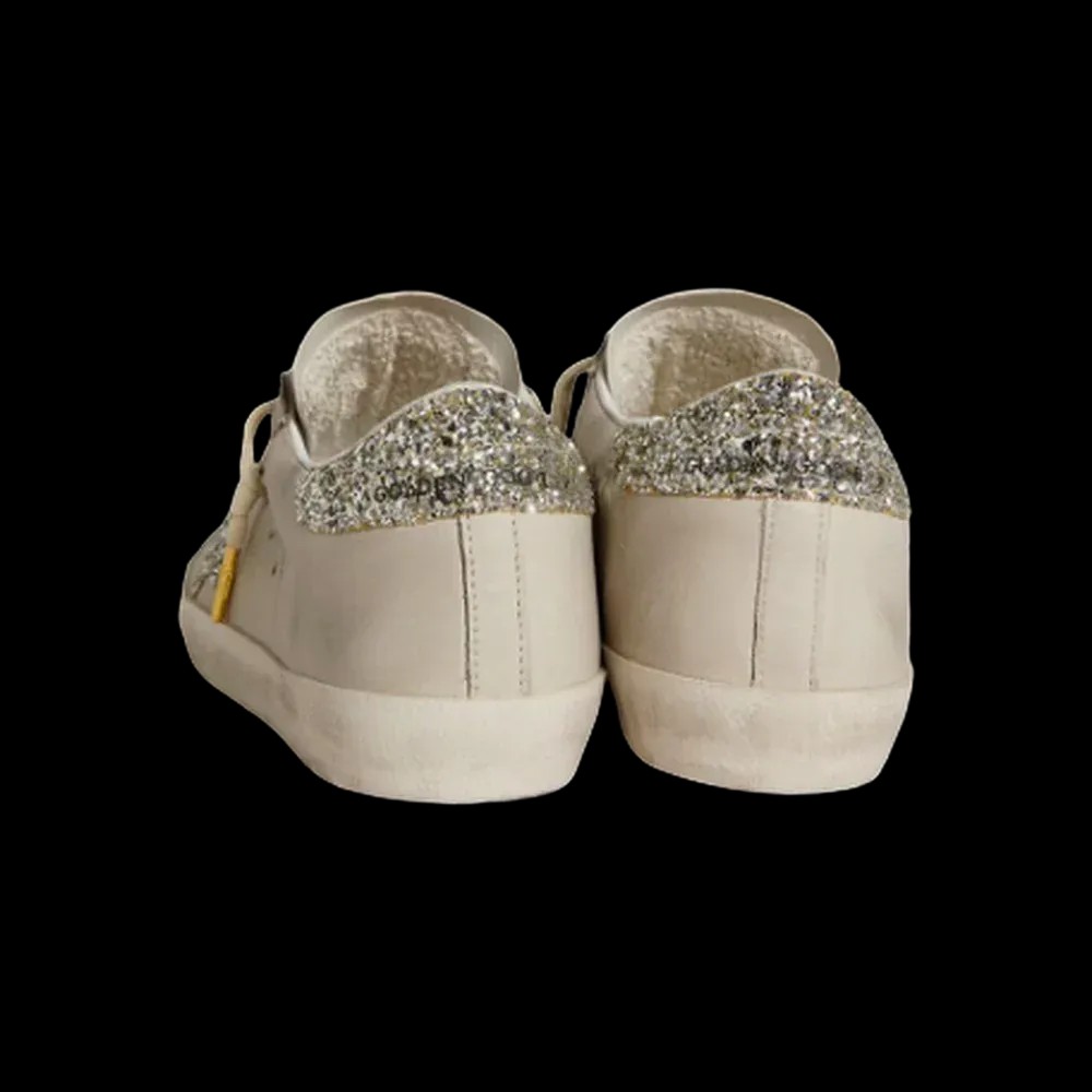 Golden Goose Super-Star In Ivory Nappa Leather With Platinum Glitter Star - HypeFly India View 4