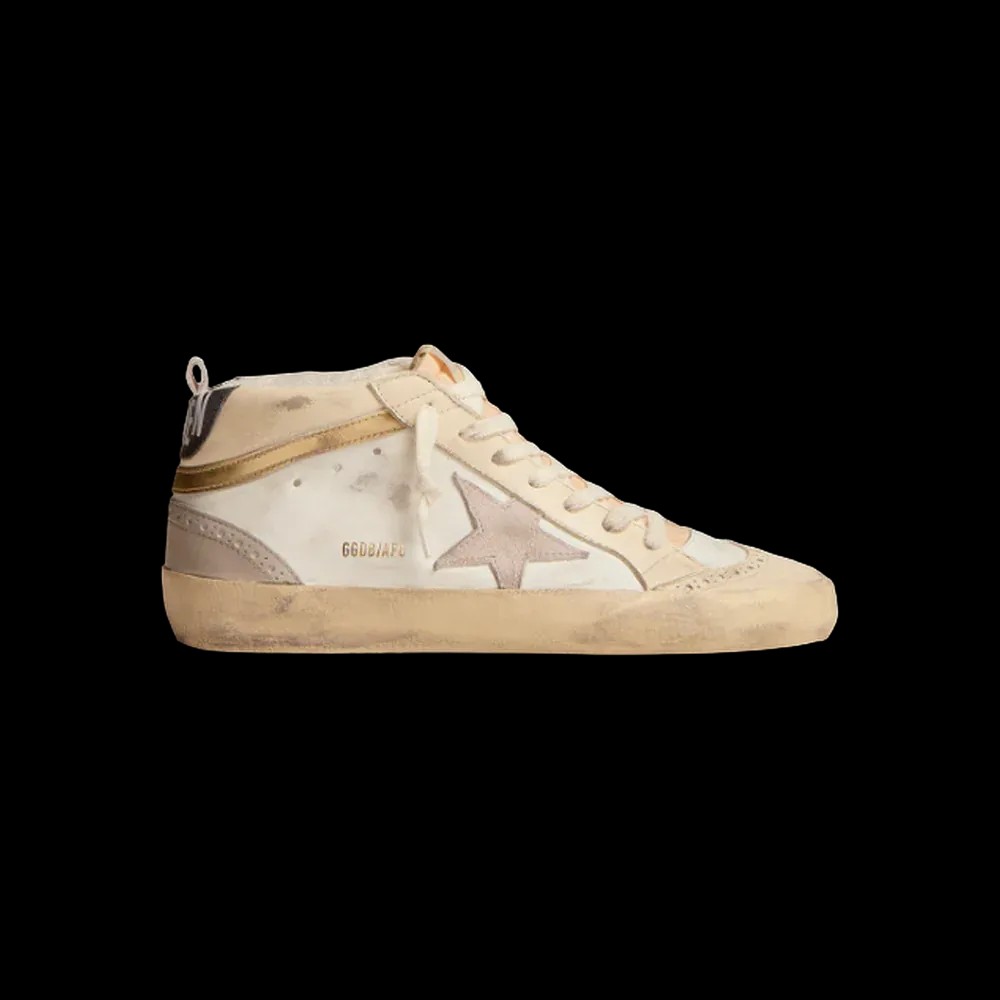 Golden Goose Mid Star With Star In Light Gray Suede And Gold Flash - HypeFly India View 1