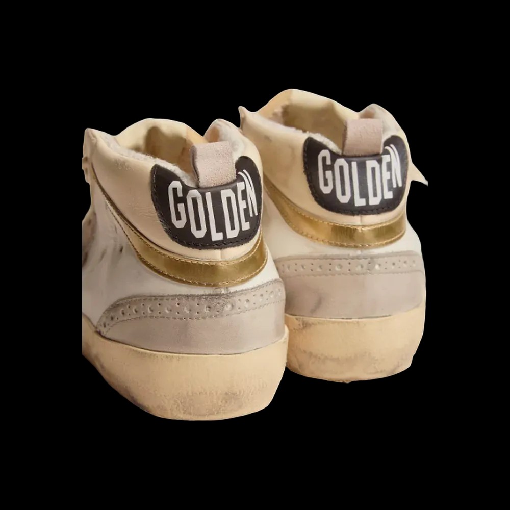 Golden Goose Mid Star With Star In Light Gray Suede And Gold Flash - HypeFly India View 5