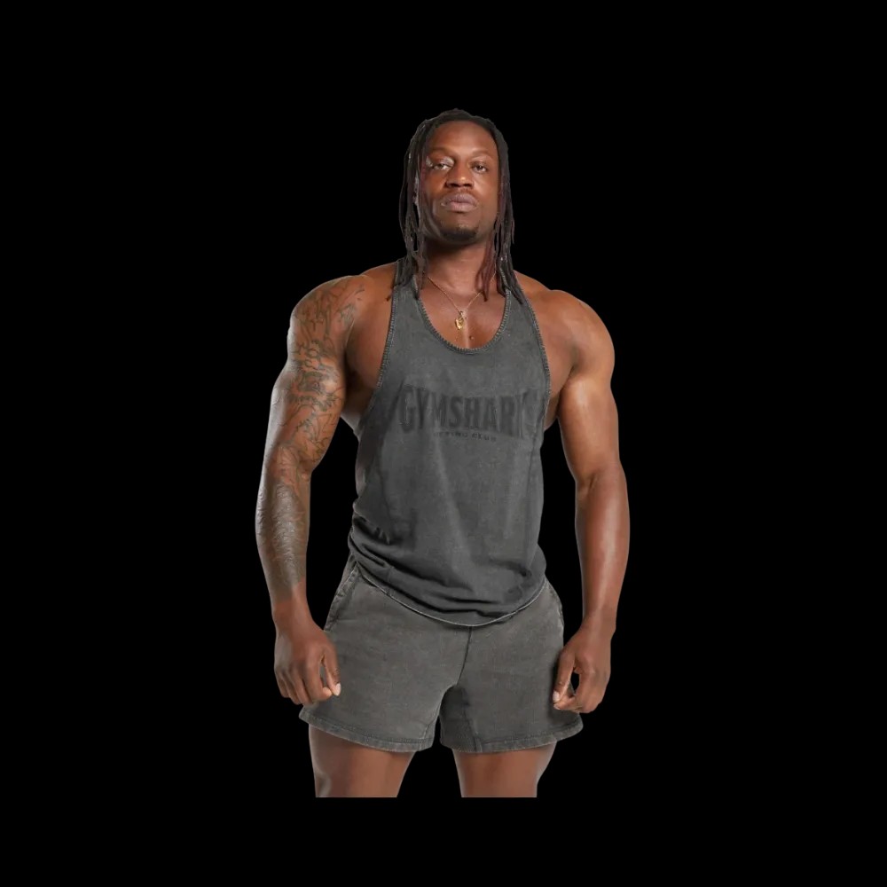 Gymshark Heritage Washed Stringer - Onyx Grey - HypeFly India View 1