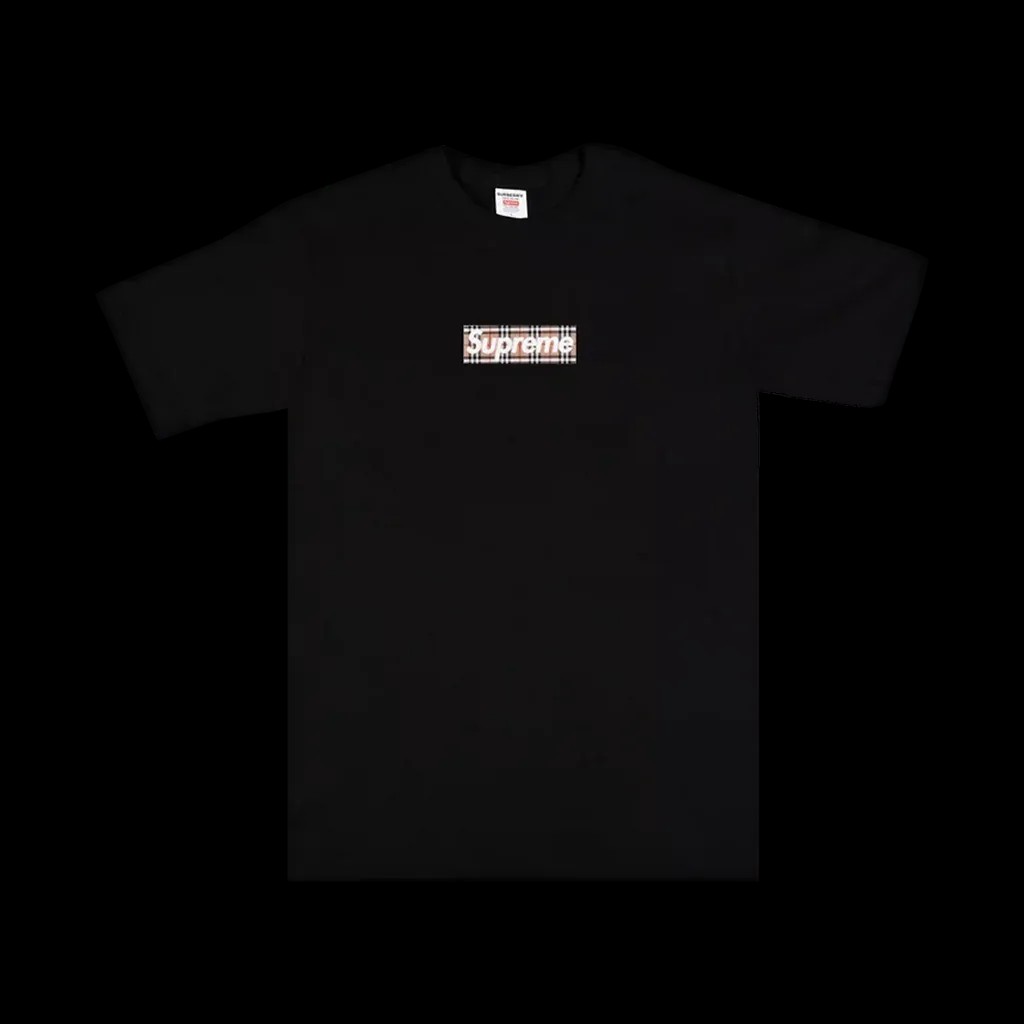 Supreme x Burberry Box Logo Black Tee - HypeFly India View 1