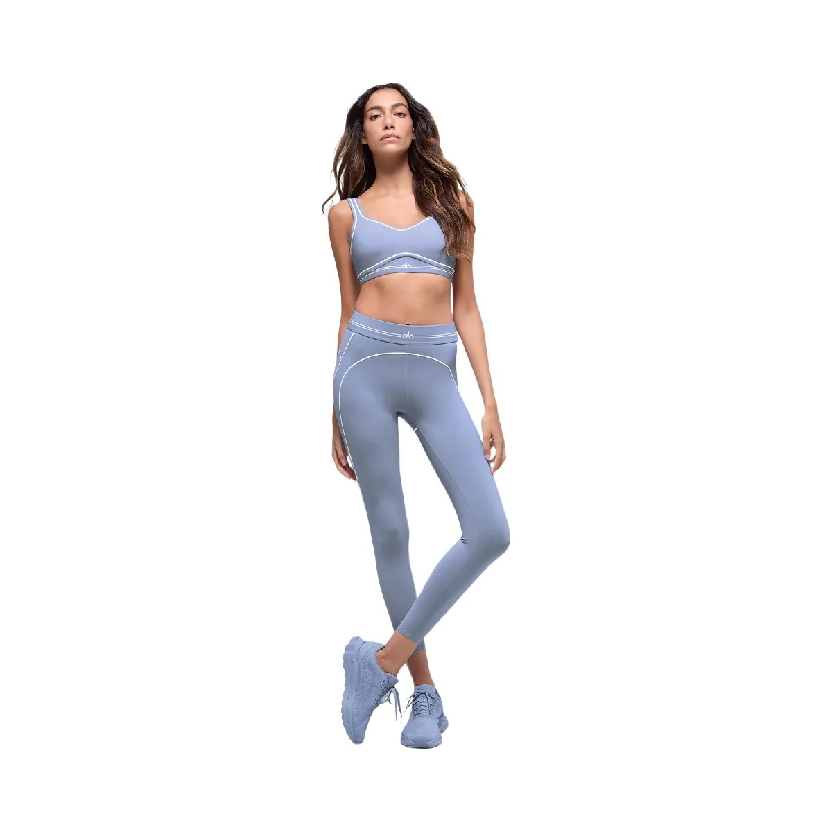 Alo Women's Airbrush High-Waist 7/8 Heart Throb Legging - Winter Frost/White - HypeFly India View 4