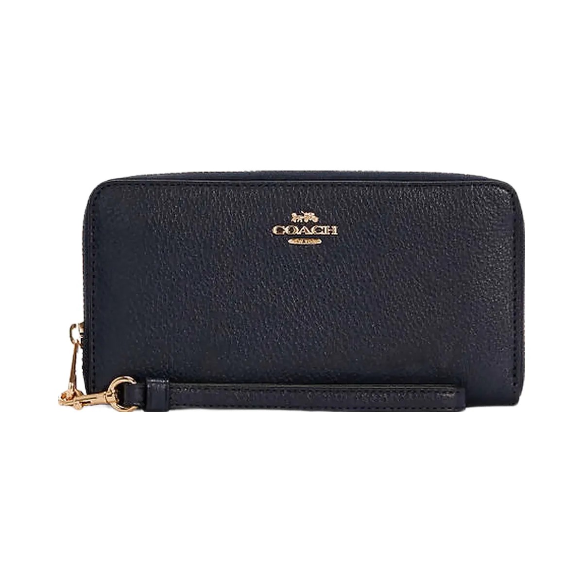 Coach Long Zip Around Wallet Pebbled Leather-Gold-Midnight - HypeFly India View 2
