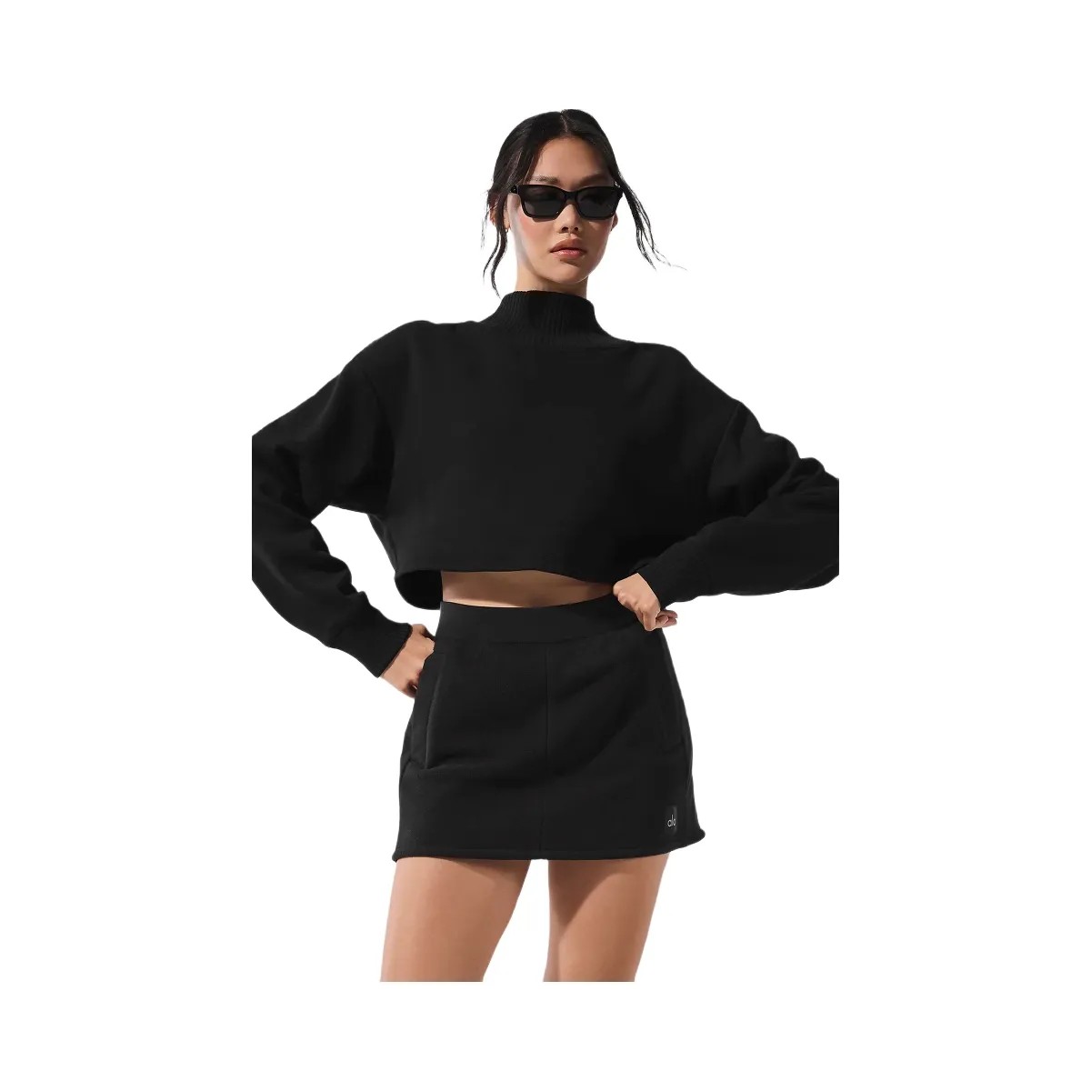 Alo Women's Cropped Serenity Coverup - Black - HypeFly India View 1