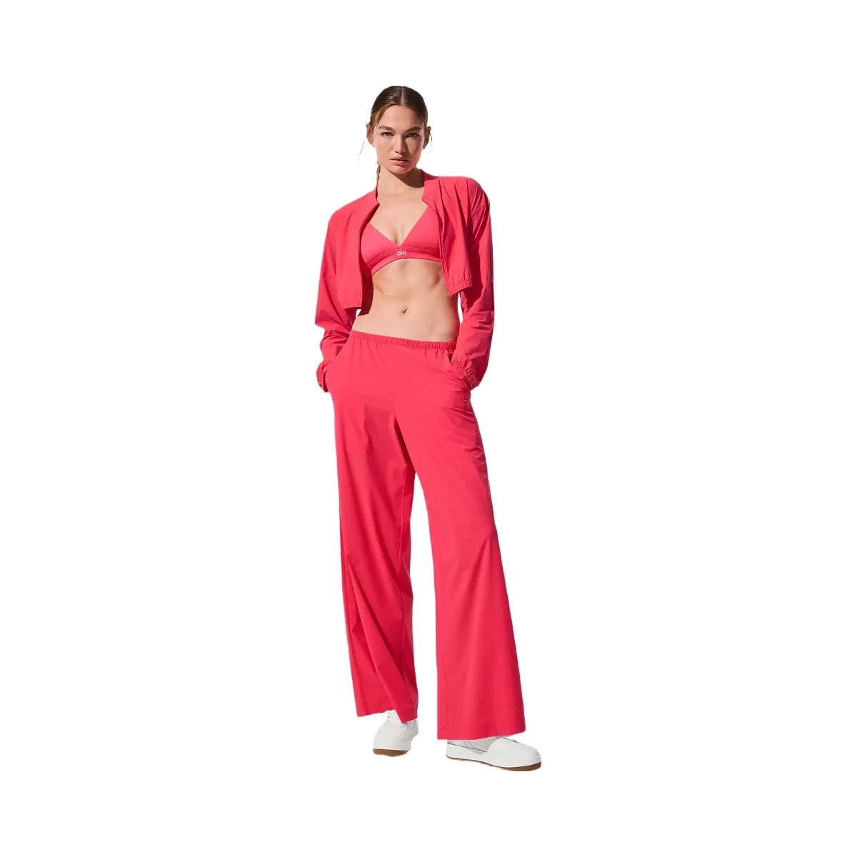 Alo Women's Cropped Breezy Full-Zip Cover Up - Candy Red - HypeFly India View 5