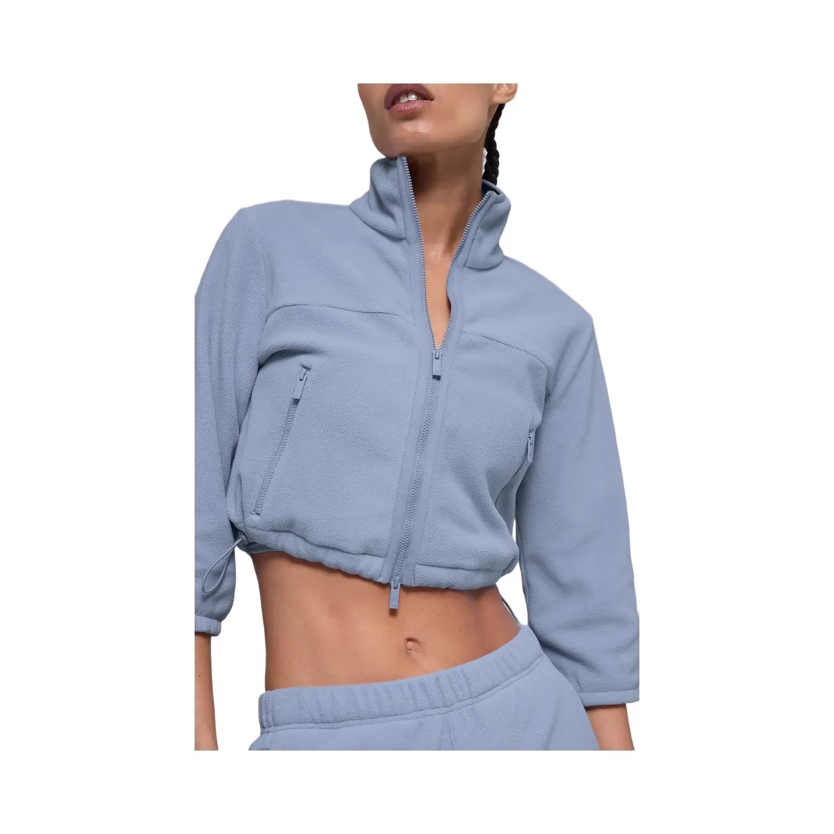 Alo Women's Polar Fleece Retreat Cropped Jacket - Winter Frost - HypeFly India View 2