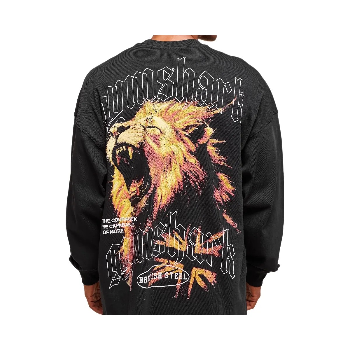 Gymshark Lion Graphic Long Sleeve T-Shirt - Black - HypeFly India View 3