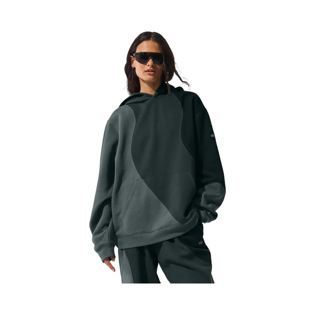 Alo Women's Make Waves Hoodie - Charcoal Green Tonal - HypeFly India View 1