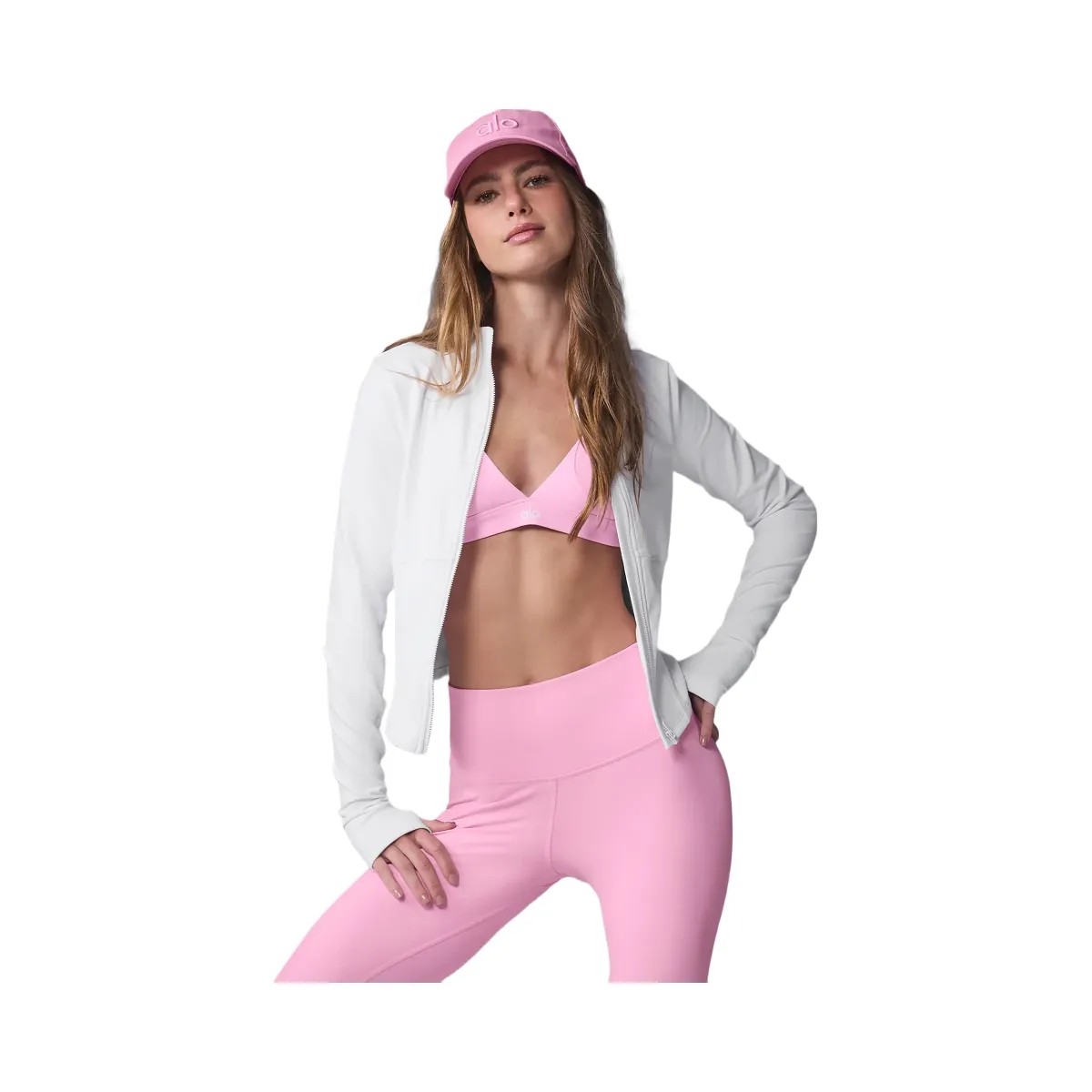 Alo Women's Airbrush Corset Full Zip Jacket - White - HypeFly India View 1