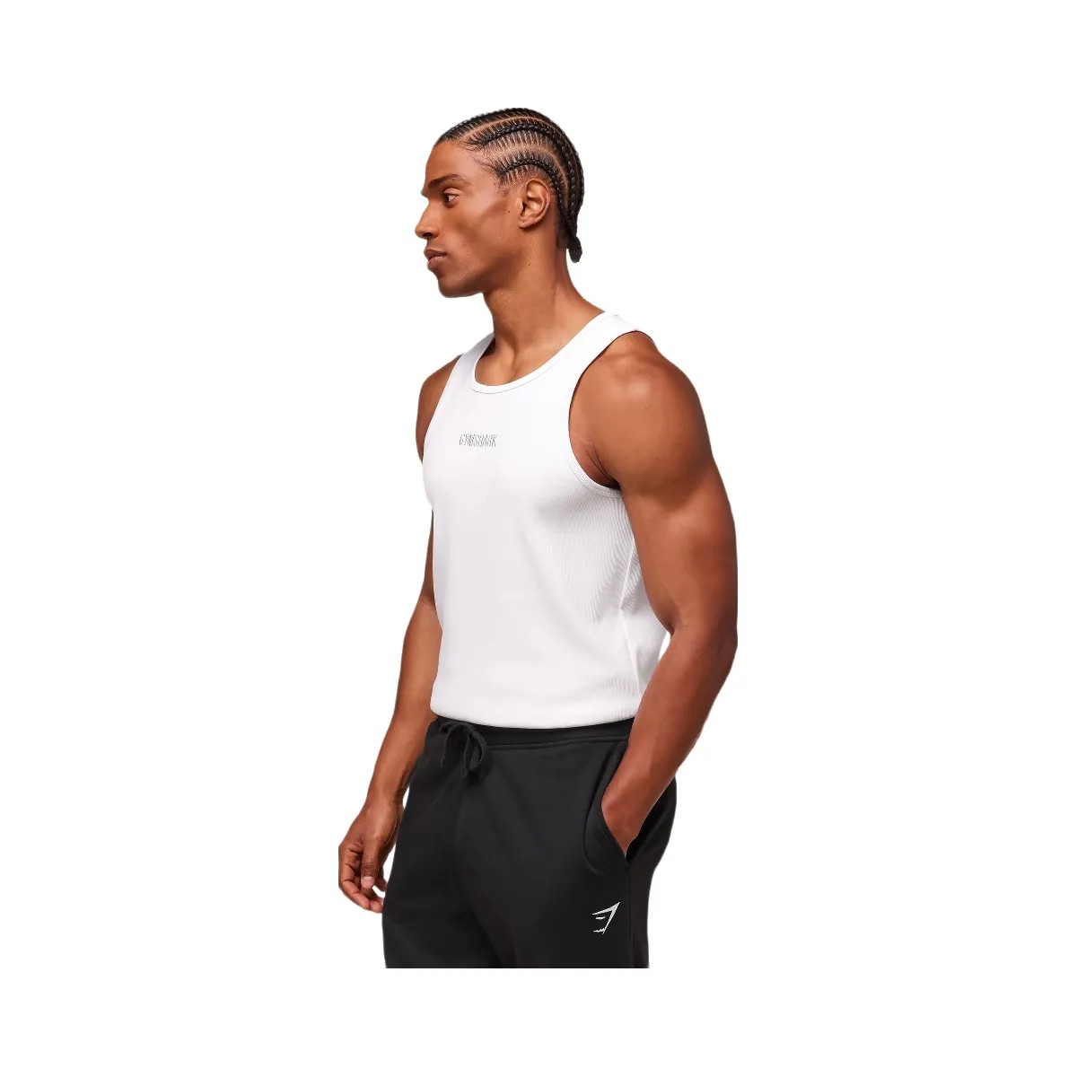 Gymshark Premium Ribbed Tank - White - HypeFly India View 3