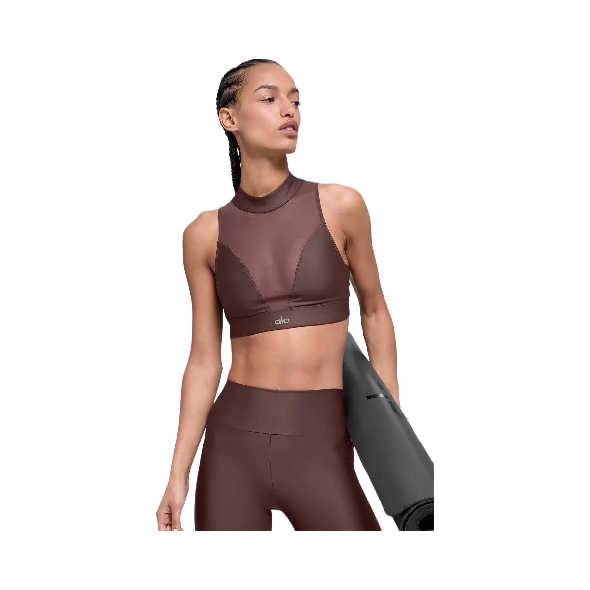 Alo Women's Airlift Mesh Infatuation Bra - Brownstone - HypeFly India View 5