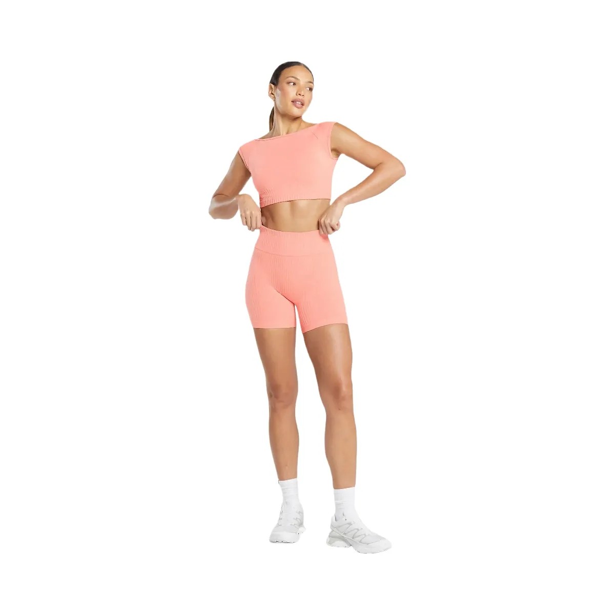 Gymshark Luxe Seamless Shorts - Muted Coral Marl - HypeFly India View 4