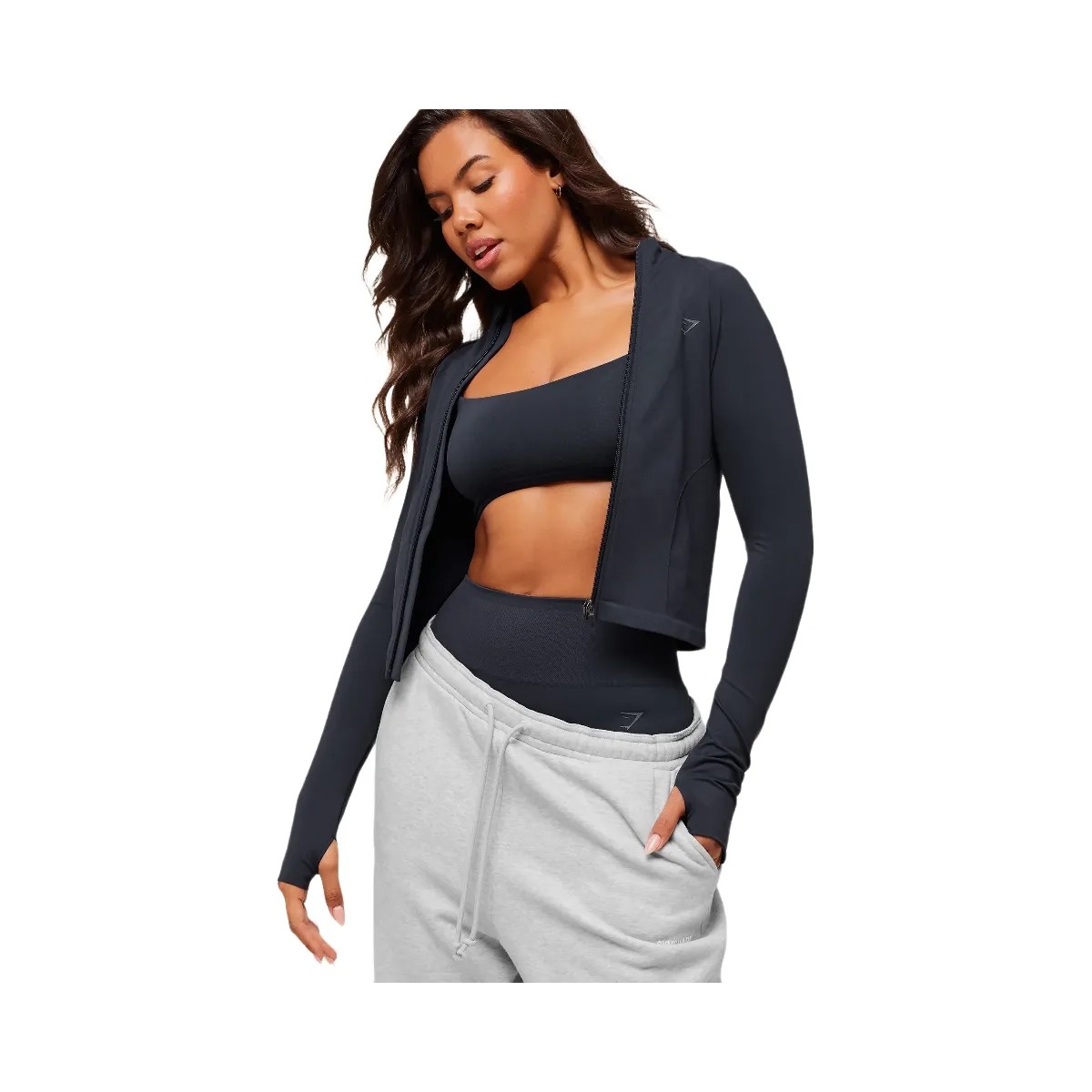 Gymshark Cosy Luxe Cuffed Joggers - Soft Grey Marl - HypeFly India View 5