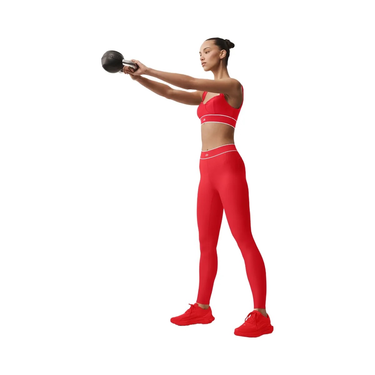 Alo Women's Airlift High-Waist Alignment Legging - Bright Red/White - HypeFly India View 4