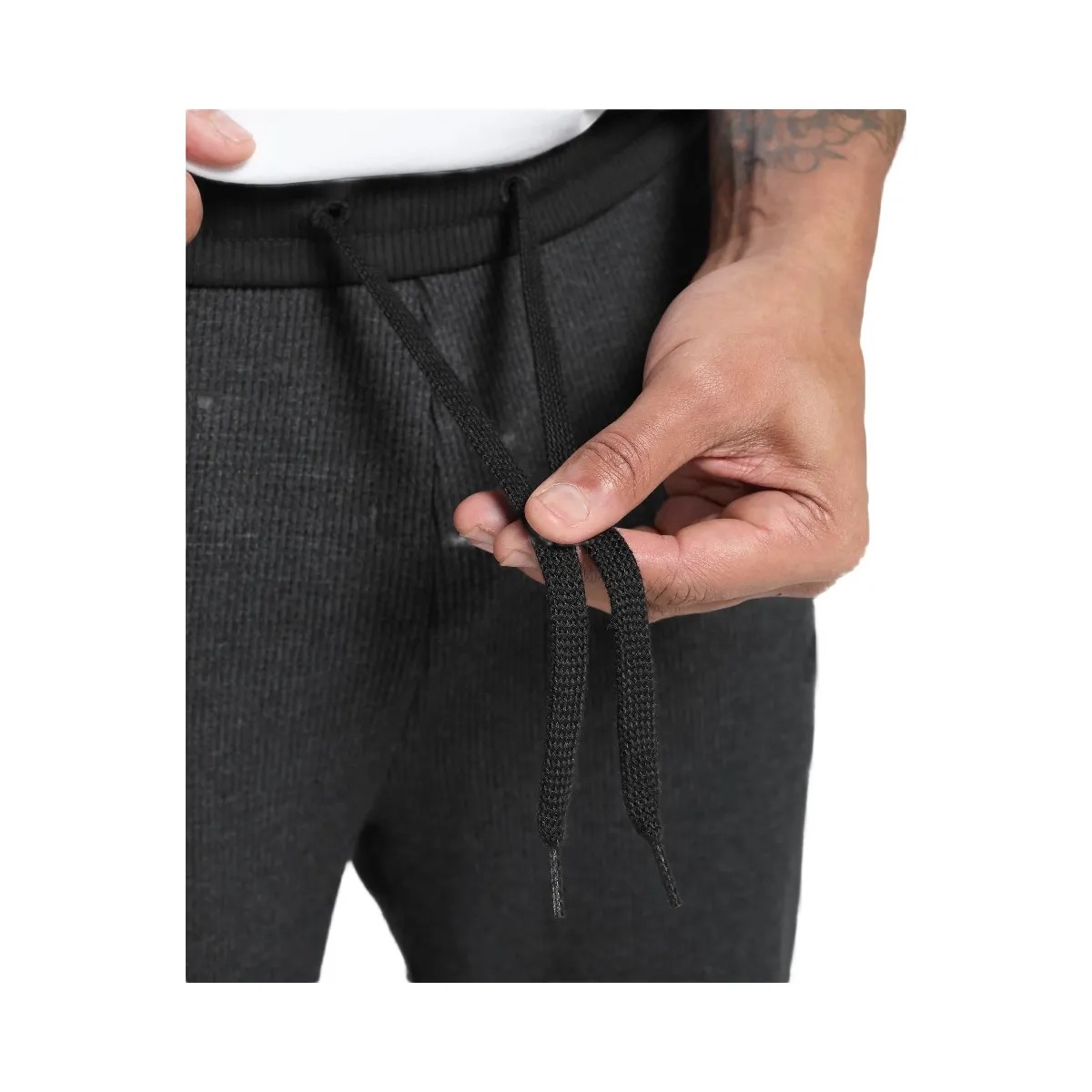 Gymshark Waffle Straight Leg Joggers - Black - HypeFly India View 6