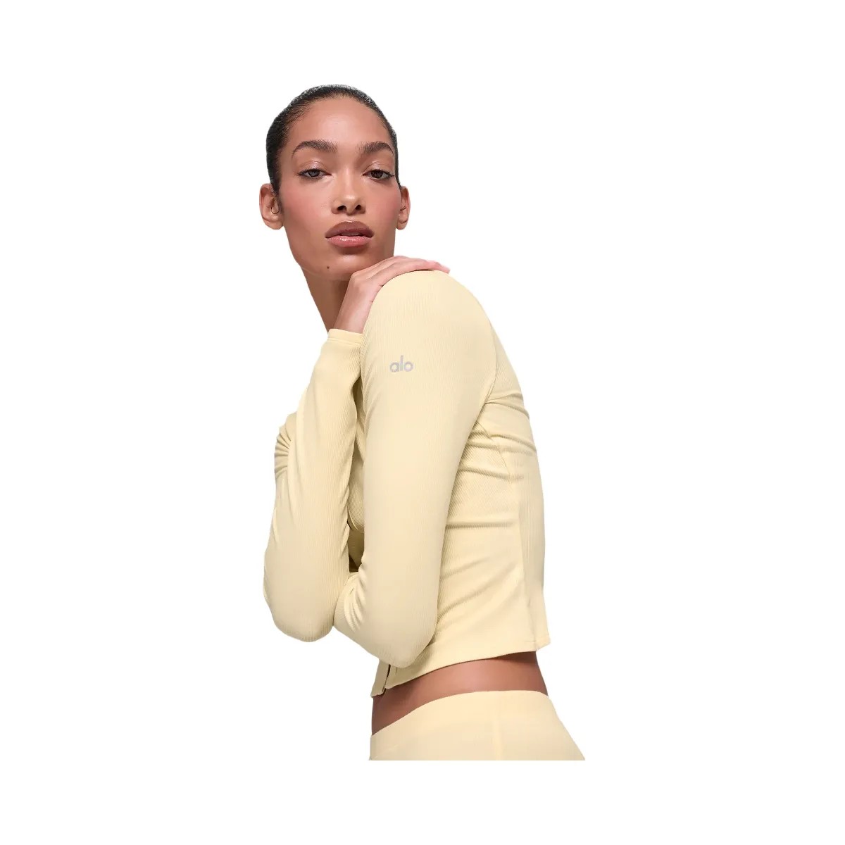 Alo Women's Dreamlight Long Sleeve Top - Candlelight Yellow - HypeFly India View 4