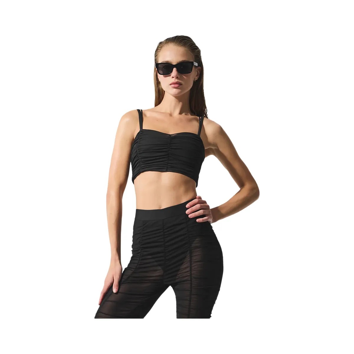 Alo Women's Airlift Mesh Cherish Bra - Black - HypeFly India View 1