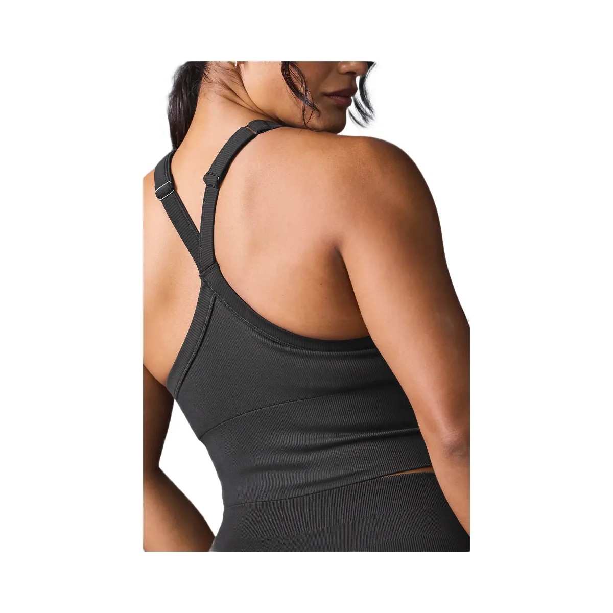 Alo Women's Seamless Ribbed Favorite Bra Tank - Black - HypeFly India View 6