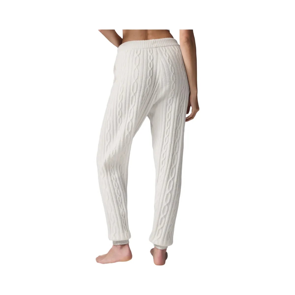 Alo Women's Cable Knit Winter Bliss Pant - Ivory - HypeFly India View 3